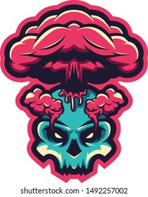 skull volcanos awesome illustration logo