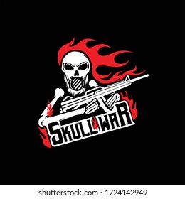 Skull war logo design vector and illustration for tshirt design and tatoo