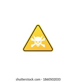 Skull warning yellow sign, vector.