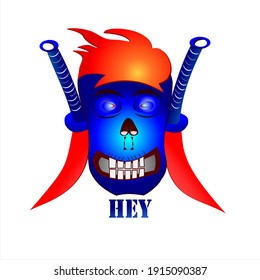 Skull  Warrior with the name HEY logo template