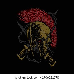 Skull warrior spartan graphic illustration vector art t-shirt design