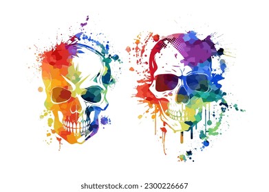 Skull Watercolor T shirt Graphic Design . Vector illustration