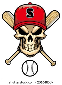 skull wear a baseball hat