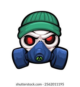 Skull Wear Gas Mask Head Character Illustration Vector