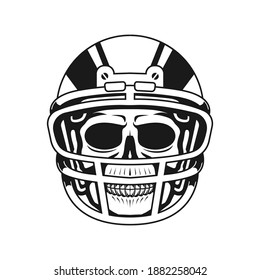 skull wearing american football helmet, vector illustration