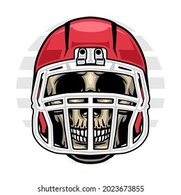 Skull wearing american football helmet