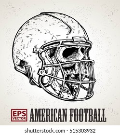 Skull Wearing American Football Helmet Isolated