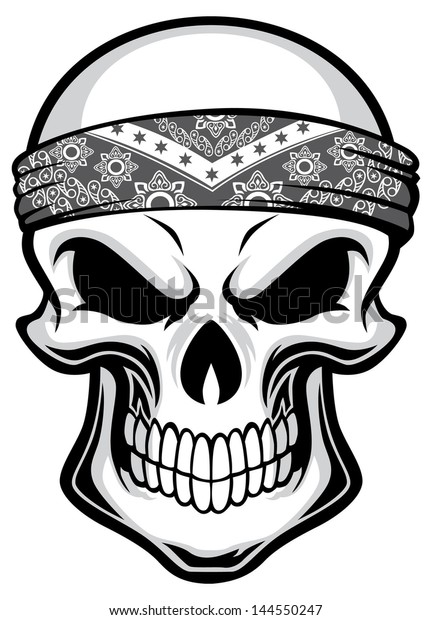 Skull Wearing Bandana Stock Vector (Royalty Free) 144550247