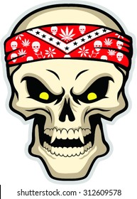 Skull Wearing Bandana, Vector Illustration