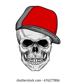 Skull Wearing Baseball Hat