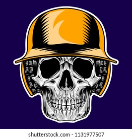 Skull Wearing Baseball Helmet Vector Object