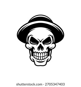 Skull wearing a black hat
