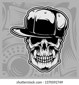 skull wearing cap vector