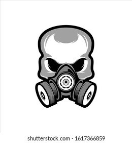 skull wearing chemical mask logo design vector