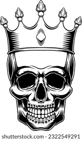 skull wearing a cool crown