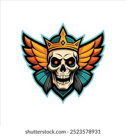 Skull wearing a crown with butterflies.