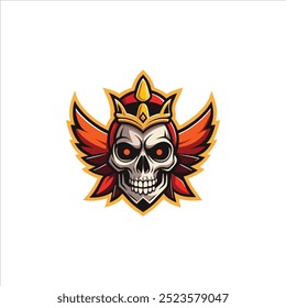 Skull wearing a crown with butterflies.