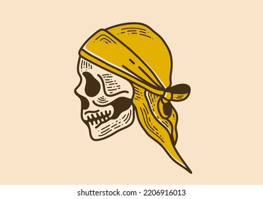 skull wearing durag retro vintage art design