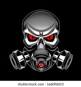skull wearing a gas mask