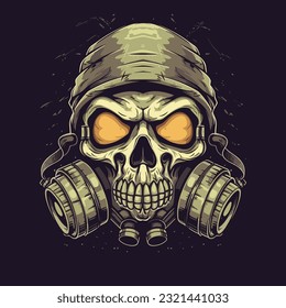 Skull wearing a gas mask vector illustration