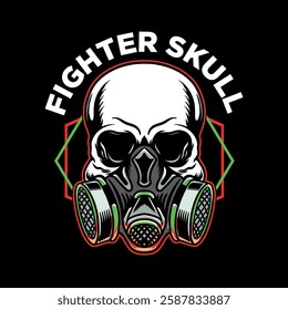 Skull wearing gas mask vector