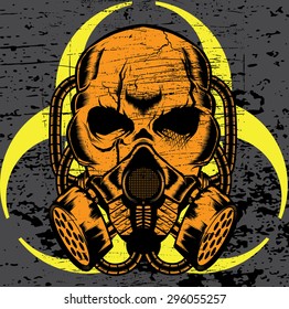 skull wearing a gas mask. vector
