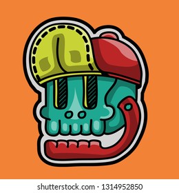 skull wearing a hat