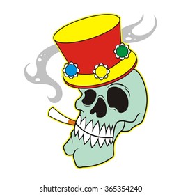 Skull wearing a hat