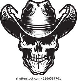 Skull Wearing A Hat Logo Logo Monochrome Design Style