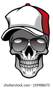 skull wearing hat and sunglasses