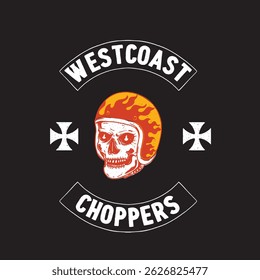 skull wearing helmet suitable for motorcycle club t-shirt