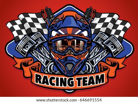 skull wearing motocross helmet racing team