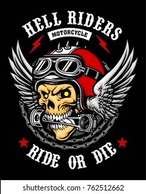 skull wearing motorcycle helmet