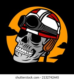 skull wearing a red helmet. suitable for logo design