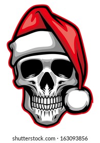 skull wearing Santa Claus hat