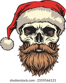 A skull wearing a Santa Claus hat vector illustration