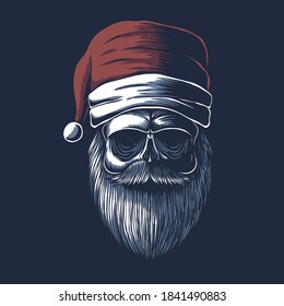 Skull wearing a santa hat for christmas vector illustration for your company or brand