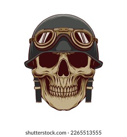 A skull wearing unique and creative helmets
