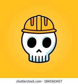 Skull wearing yellow safety helmet 