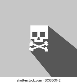 Skull web icon on gray background