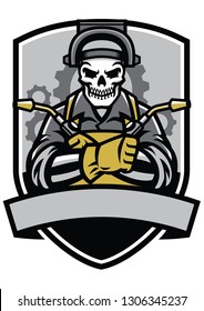 skull welder badge