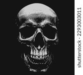 skull white on black night scare face vector