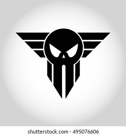 Skull With Wing Logo. Isolated