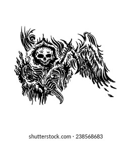 skull winged vector