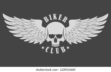 Skull with wings. Biker Club
