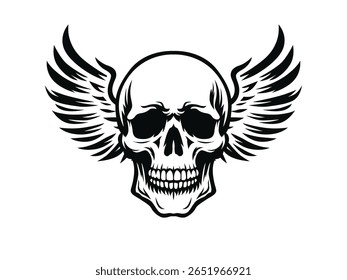 skull wings and bones illustration, for logo and t-shirt image and tattoo