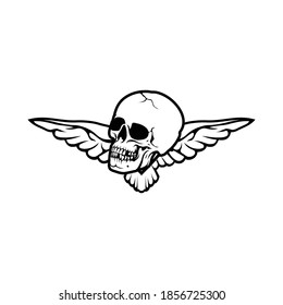 Skull wings cool, Design element for logo, poster, card, banner, emblem, t shirt. Vector illustration