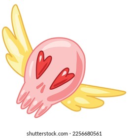 skull with wings, Creepy Valentine clipart, Spooky Valentine, Pastel Goth digital stickers, Alternative Valentine day vector EPS10