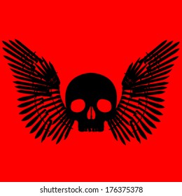 skull and wings of knives