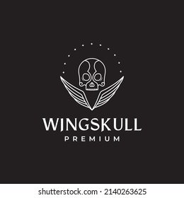 skull with wings line logo design, vector graphic symbol icon illustration creative idea